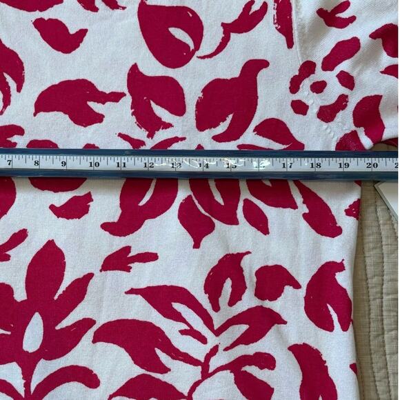 Calligraphie NWT White Fuchsia Short Sleeve Seeater Sz L - Picture 4 of 7